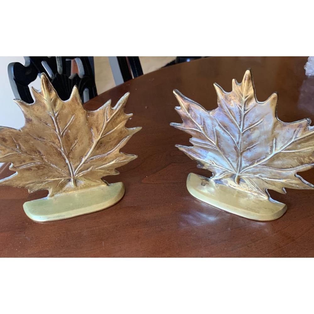 Two Brass Leaf Book‎ Ends